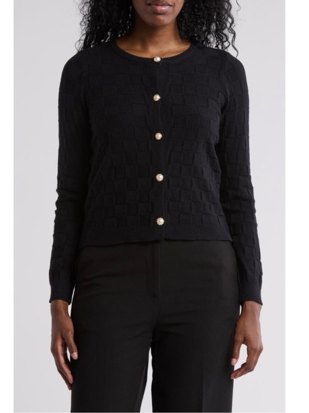 BY DESIGN Kyla Textured Knit Cardigan in Black Size M